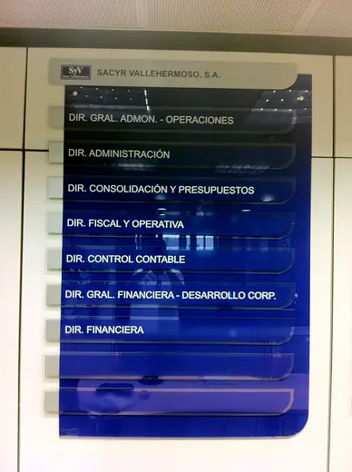Directorio de planta · Oficinas Sacyr · directorio — rotulación de DECSIGN